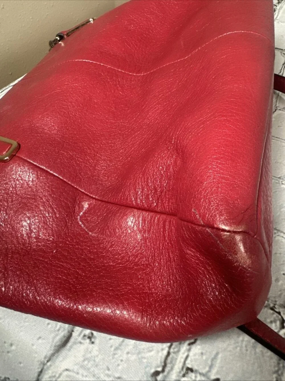 Coach Kelsey Pebbled Leather Red Satchel Crossbody Bag Purse